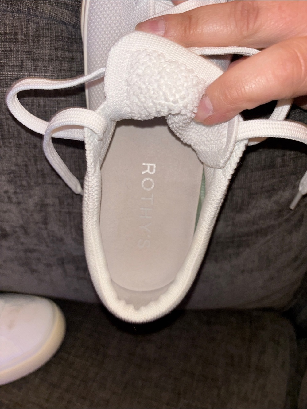 Rothy's White Knit Low-Top Sneakers with Cream Soles - Picture 2 of 4